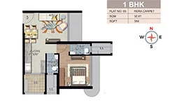 354 sqft - 1 bhk Floor Plan