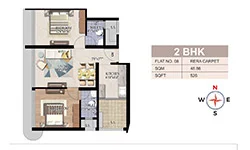 526 sqft - 2 bhk Floor Plan