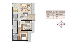 534 sqft - 2 bhk Floor Plan