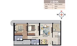 538 sqft - 2 bhk Floor Plan