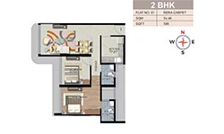 586 sqft - 2 bhk Floor Plan